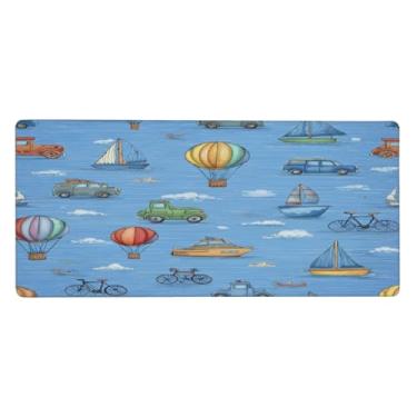 Imagem de Tapete de rato grande com desenho de oceano azul à prova d'água para computador estendido tapete protetor de mesa tapete de base de borracha antiderrapante para escritório, computador, teclado, laptop