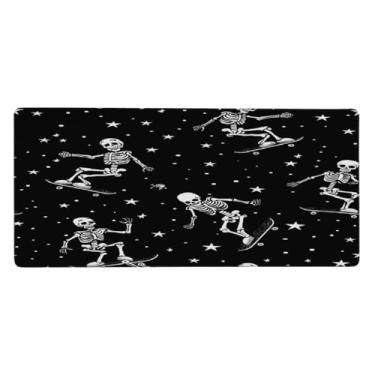 Imagem de Tapete de mouse com estrelas esqueleto esportivo grande à prova d'água para computador estendido tapete protetor de mesa antiderrapante base de borracha para escritório, computador, teclado, laptop e