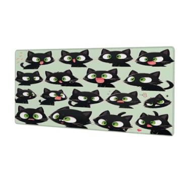 Imagem de Tapete de rato preto engraçado preto grande à prova d'água protetor de mesa estendido para computador tapete antiderrapante base de borracha para escritório, computador, teclado, laptop e mesa de casa