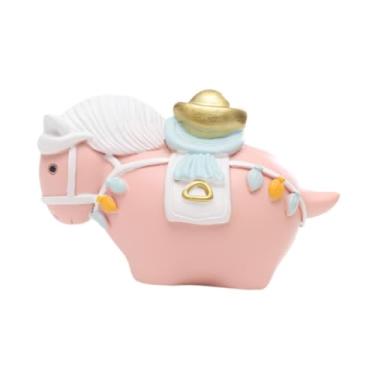 Imagem de Generic Escultura de mesa em forma de cavalo, artesanato moderno, decoração Feng Shui, ornamentos, estátua de cavalo em resina para estante, escrivaninha, Rosa