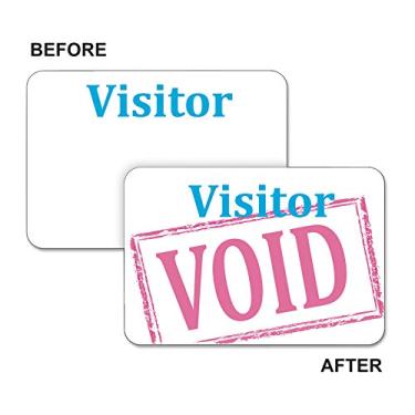 Imagem de C-Line Time's Up! Emblemas de visitante com validade automática, emblema de um dia, 7,6 x 5, branco, 100/caixa