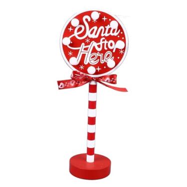 Imagem de Alomejor Decoração de Papai, Papai Pare Aqui Sinal LED Vintage Tree Topper Com Luzes Quentes para Festa de Natal Decoração de (Círculo com 5,9 polegadas de diâmetro)