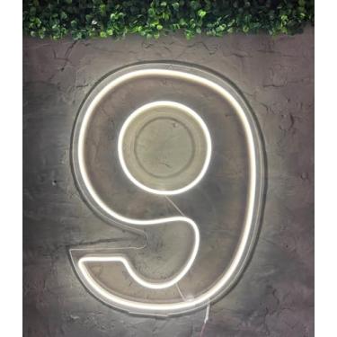Imagem de Placa Luminoso Neon Led Número 9 50cm Altura (Branco Frio)