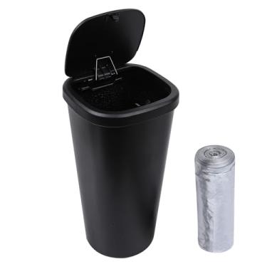 Imagem de Hbxdeco Lixeira de carro com tampa, mini copo de lixo portátil para carros, suporte de copo automotivo lata de lixo com sacos de lixo, organizador de lixo automático à prova de vazamento, acessórios