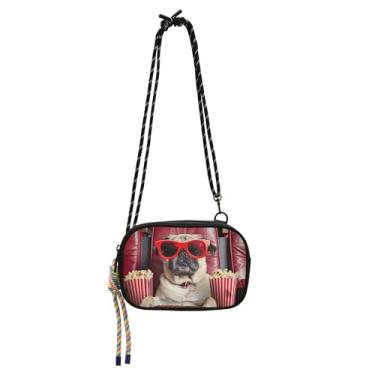 Imagem de TSENQUE Pug Dog Bolsas transversais pequenas femininas bolsa para celular com alça pochete sobre os ombros