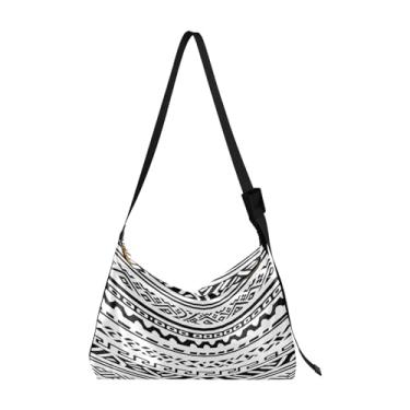 Imagem de Bolsa de ombro feminina tradicional africana com laranja, bolsa tiracolo vegana, bolsa transversal com alça larga, Linhas pretas e brancas-1, One Size
