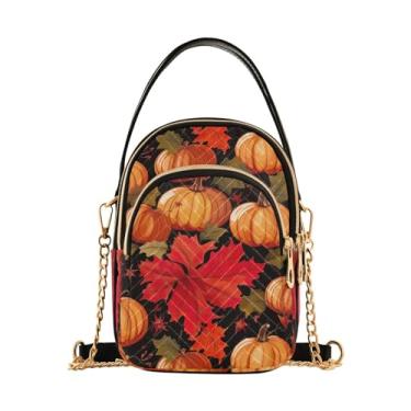 Imagem de GAIGEO Bolsas de ombro femininas para balas de Natal, bolsa de ombro, bolsas transversais modernas para mulheres, Abóboras e folhas laranjas-4, One Size