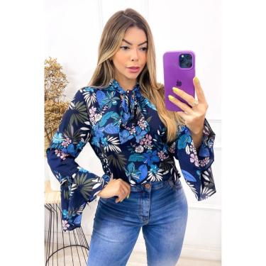 Imagem de Blusa Crepe Manga Longa Detalhe Amarrar [F081]