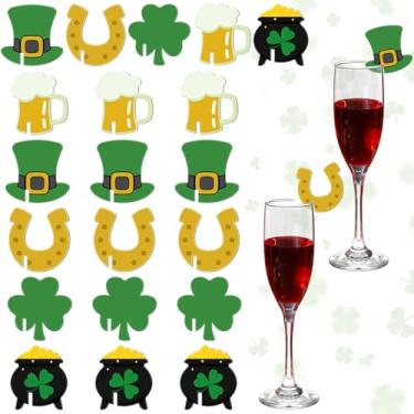 Imagem de LemonRoad 50 peças de marcadores de bebida de acrílico para Dia dos Namorados, Dia de São Patrício/Páscoa, decorações de copos de vinho, pingentes para lembrancinhas de festa, acessórios (Dia de São