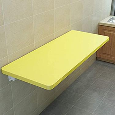 Imagem de TRGCJGH Mesa dobrável flutuante montada na parede Mesa de jantar de folha de gotejamento Pequena mesa montada na parede para escritório em casa pequenos espaços, amarelo-100 x 40 cm