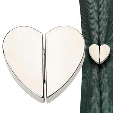 Imagem de 3 pares de fechos magnéticos de coração – clipes removíveis sem costura com bloqueio de luz para uso interno/externo, suportes de liga de fácil instalação