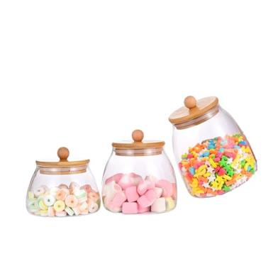 Imagem de Porta Mantimentos Potes Herméticos Pote Hermético Vidro MODELOS DIVERSOS Porta Temperos Cozinha(KIT BOLINHA TRANSP-3 POTES (PMG))