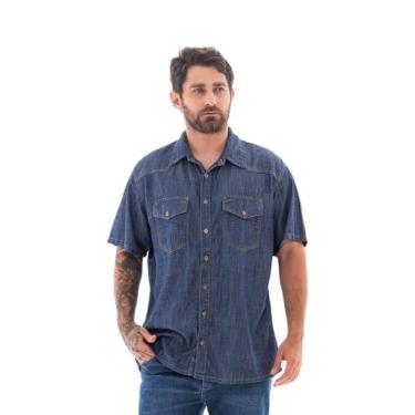 Imagem de Camisa Jeans Masculina Arauto Leve M/c, Azul escuro, G