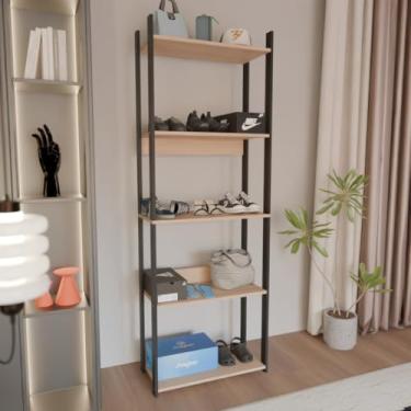 Imagem de Prateleira Para Home Office Livro Estudo Estilo Industrual 1,80cm Altura (Madeirado)