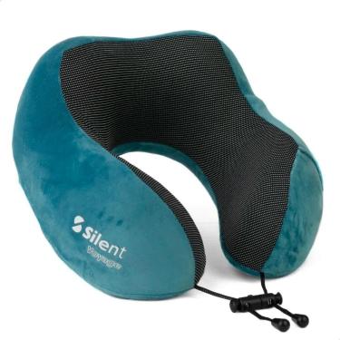 Imagem de Almofada Apoio Encosto de Pescoço Ergonômico para Viagem Silent (Azul Claro) U AZUL CLARO UNICA-Unissex