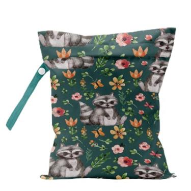 Imagem de Bolsa úmida reutilizável guaxinim para viagem, praia, piscina, academia, ioga, bolsa impermeável de coelho para roupa de banho, pano de ginástica sujo, bolsas de cosméticos de fraldas, organizador de