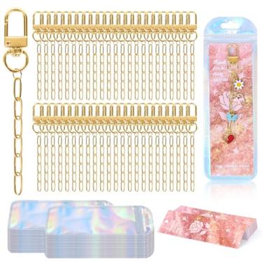 Imagem de Kit de fabricação de chaveiros de brilho labial com 151 peças, kits de berloques de bolsa com chaveiro, fecho de garra de lagosta, gancho giratório, corrente extensora, sacos de celofane, corda de