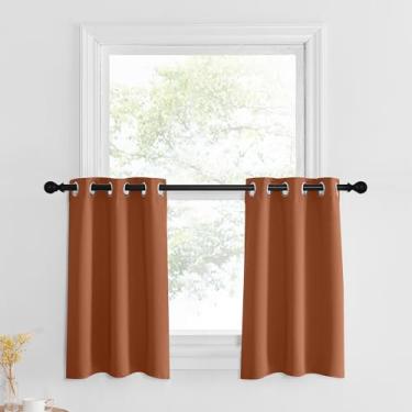 Imagem de Cortinas blecaute curtas, cortinas de meia janela, camadas de microfibra sólida, painéis com isolamento térmico para decoração de Halloween, 1 painel, 34 de largura por 76 cm de comprimento, laranja