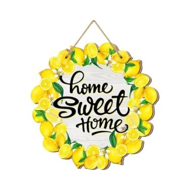 Imagem de predolo Placa decorativa rústica redonda para porta de entrada, estilo guirlanda, ideal para pátio, gramado, quintal e