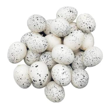 Imagem de UGPLM 50 Ovos Artificiais de Pássaro, Decorativos, de Pássaro para Festas, Enfeites de Jardim, Mini Ovos de Espuma Falsos com, Primavera