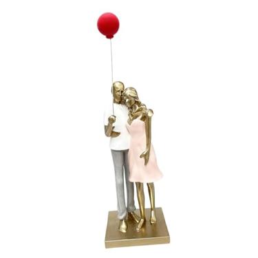 Imagem de Fenteer Enfeite de mesa com estatueta de casal, escultura abstrata, estátua decorativa para o Dia dos Namorados, Style D