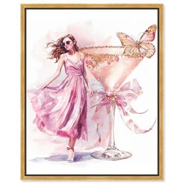 Imagem de Art Remedy Arte de parede moderna em tela Cocktail Gal II, moldura dourada, 61 cm x 76 cm