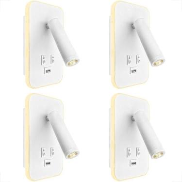 Imagem de 4 Arandela Parede Led Direcionável Com Usb Interruptor Bet79 - Acienda