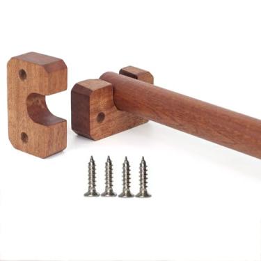 Imagem de YDJIANCAI 1 peça haste redonda de armário de armário de madeira resistente, vara de armário inclui suportes finais, para guarda-roupa, corredor, cortina de banheiro, loja de roupas (tamanho: 2,5 cm