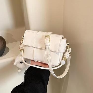 Imagem de Bolsa pequena de tecido elegante - Bolsa feminina transversal e ombro, Branco