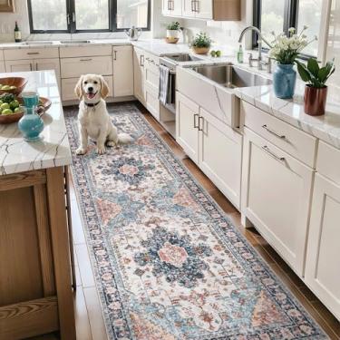 Imagem de Tangsoo Tapete de corredor 7,5 x 20,3 cm para corredor, tapetes de corredor laváveis, antiderrapante, vintage, macio, tapete baixo, corredor, interior, oriental, 2,4 m, para cozinha, quarto, entrada