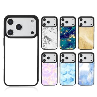 Imagem de Weewooday 6 peças de capas de telefone de sublimação compatíveis com iPhone 17 Pro em branco personalizado DIY imagem imprimível antiderrapante à prova de choque personalizar calor imprensa borracha