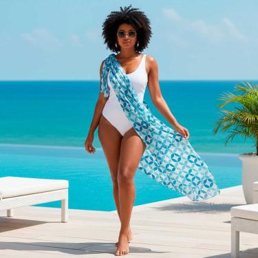 Imagem de Canga/Pareô Praia e Piscina Geométrico Losangos 1,00x1,50m - Fera Print