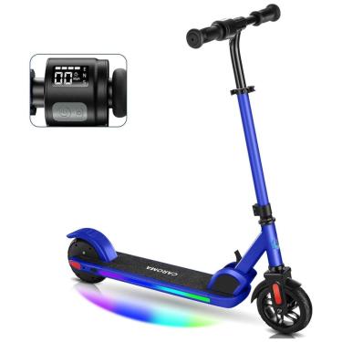 Imagem de Patinete Elétrico Infantil Dobrável com Velocidade e Altura Ajustáveis, Luzes Coloridas e Display LED para Crianças de 8 a 14 Anos, 150W