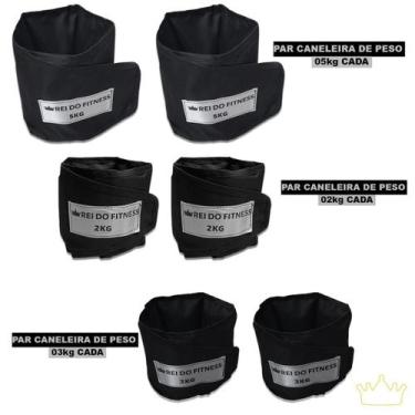 Imagem de Kit Caneleiras Peso 03 pares Tornozeleiras 2kg 3kg e 5kg - REI DO FITN