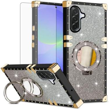 Imagem de Asuwish Capa de celular para Samsung Galaxy A36 5G capa magnética com protetor de tela de vidro temperado e espelho brilhante brilhante resistente à prova de choque anel rígido A 36 36A LTE SM-A366U