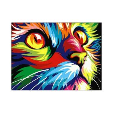 Imagem de Kit De Pintura Em Diamante 5D DIY Com Gato Leão E Tigre, Pedras Redond