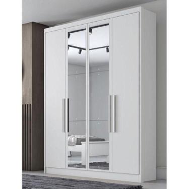 Imagem de Guarda Roupa Solteiro Ambiente Sevilha 4 Portas 3 Gavetas Neve Com Esp