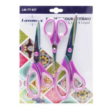 Imagem de Kit de Tesouras de Titânio Lanmax - 3 Unidades (5.5, 8.5 e 9 1/2 Poleg
