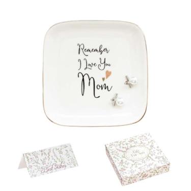 Imagem de GISK Bandeja de joias de cerâmica, prato decorativo para anéis, brincos, colares, pulseiras, chaves de relógio (MOM)