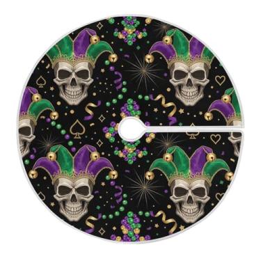 Imagem de ATTX Saia de árvore com caveiras de carnaval de 118 cm - decoração festiva para festas de ano novo e carnaval #522