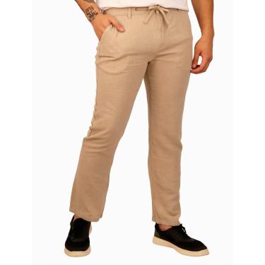 Imagem de Calça Calvin Klein Jeans Masculina Linen Cáqui Mescla-Masculino