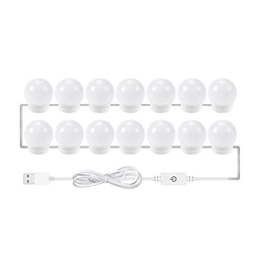 Imagem de 14 PCS Luzes de Espelho Maquiagem LED com 3 Modos Cor Vanidade Alimentação USB Cuidado os Olhos Fácil Instalar Controle