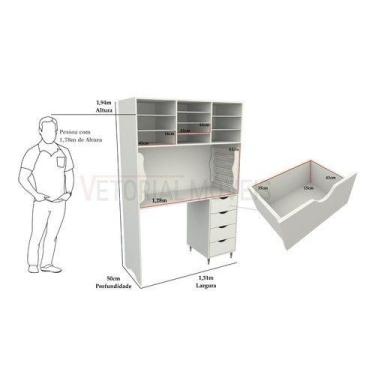 Imagem de Armário Multifuncional Ateliê M6 Estação De Trabalho Costura - VETORIA