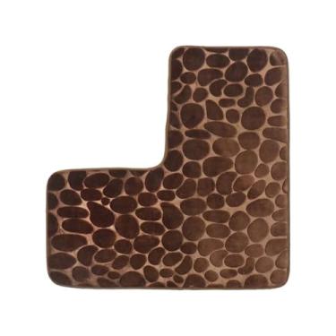 Imagem de Banheira em forma de L, tapete de banheiro, antiderrapante, tapete de chuveiro de canto, algodão macio absorvente de memória, antiderrapante, cor sólida, banheiro (café)
