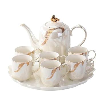 Imagem de Conjunto de água de cerâmica para servir para bebidas, chaleira fria, xícara de chá, copo de água com suporte, conjunto de água para presente, jarra de água