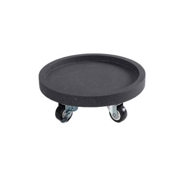 Imagem de KEG801302 Pires de plantas de jardim com 5 rodas, bandeja coletora de paletes de vaso de flores redonda móvel para vasos de plantas (preto, pequeno)