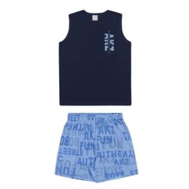 Imagem de Conjunto Infantil Menino Regata/Bermuda Azul Alakazoo-Feminino