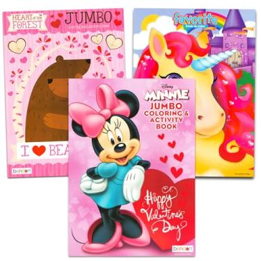 Imagem de Minnie Mouse Conjunto de livros de colorir jumbo para colorir do Dia dos Namorados – Pacote com 3 livros de colorir para Dia dos Namorados da Minnie e livros de colorir de animais jumbo | Livros de