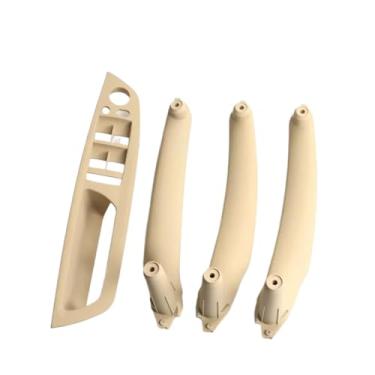 Imagem de Bege preto braço do carro frente lhd rhd interior maçaneta da porta painel interno puxar guarnição capa Compatível com bmw e70 e71 x5 x6(Beige 4Pcs LHD)