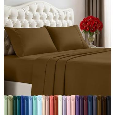 Imagem de Utopia Bedding Jogo de lençol completo – 4 peças para cama king size, microfibra macia e respirável, inclui 1 lençol com elástico, 1 lençol de cima e 2 fronhas (Mocha)